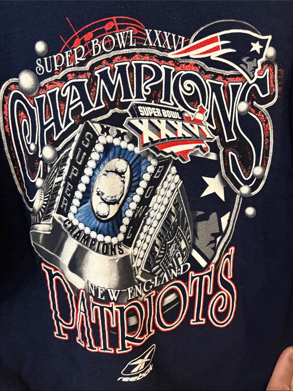 Vintage Navy New England Patriots Super Bowl XXXVI Champions Crewneck Sweatshirt - Picture 4 of 5